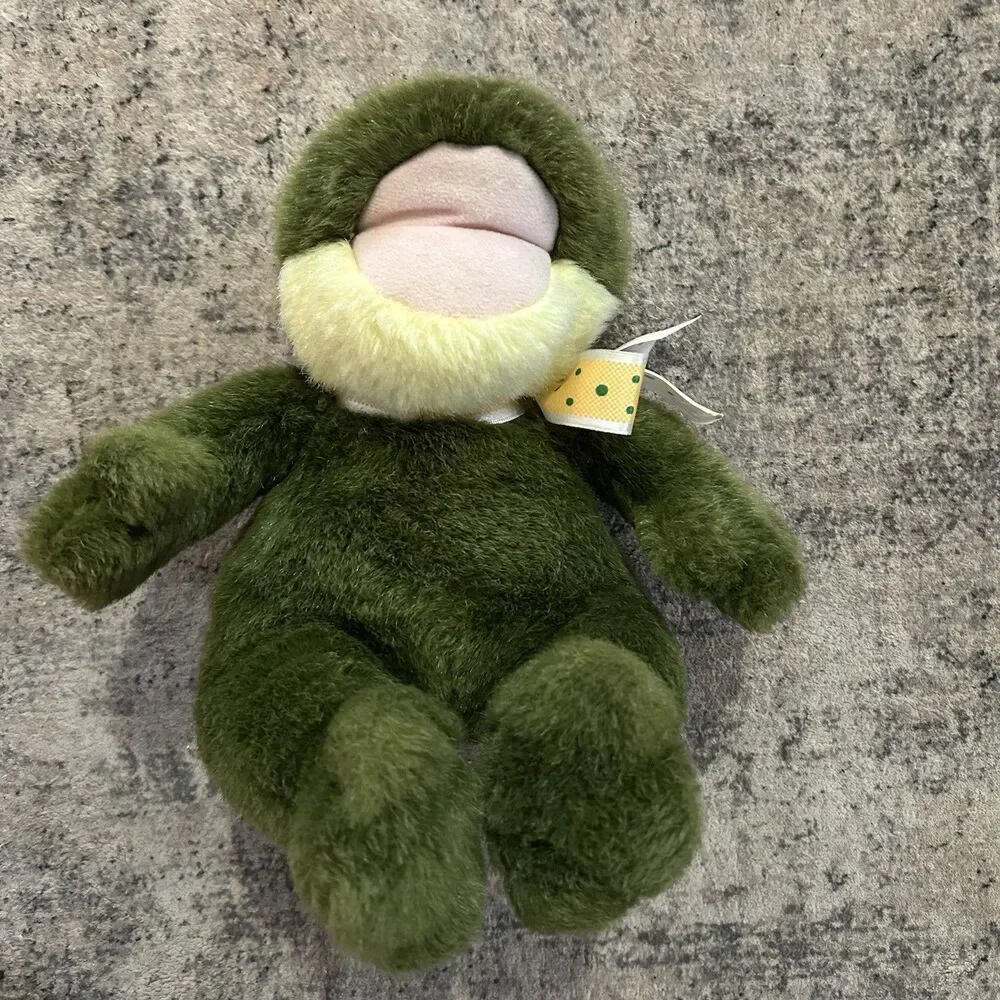 Mary Meyer Vtg 1996 Croaking Wide Mouth Green Frog Plush Stuffed Animal W/ Bow